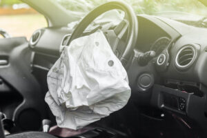 Airbag exploded in a car.
