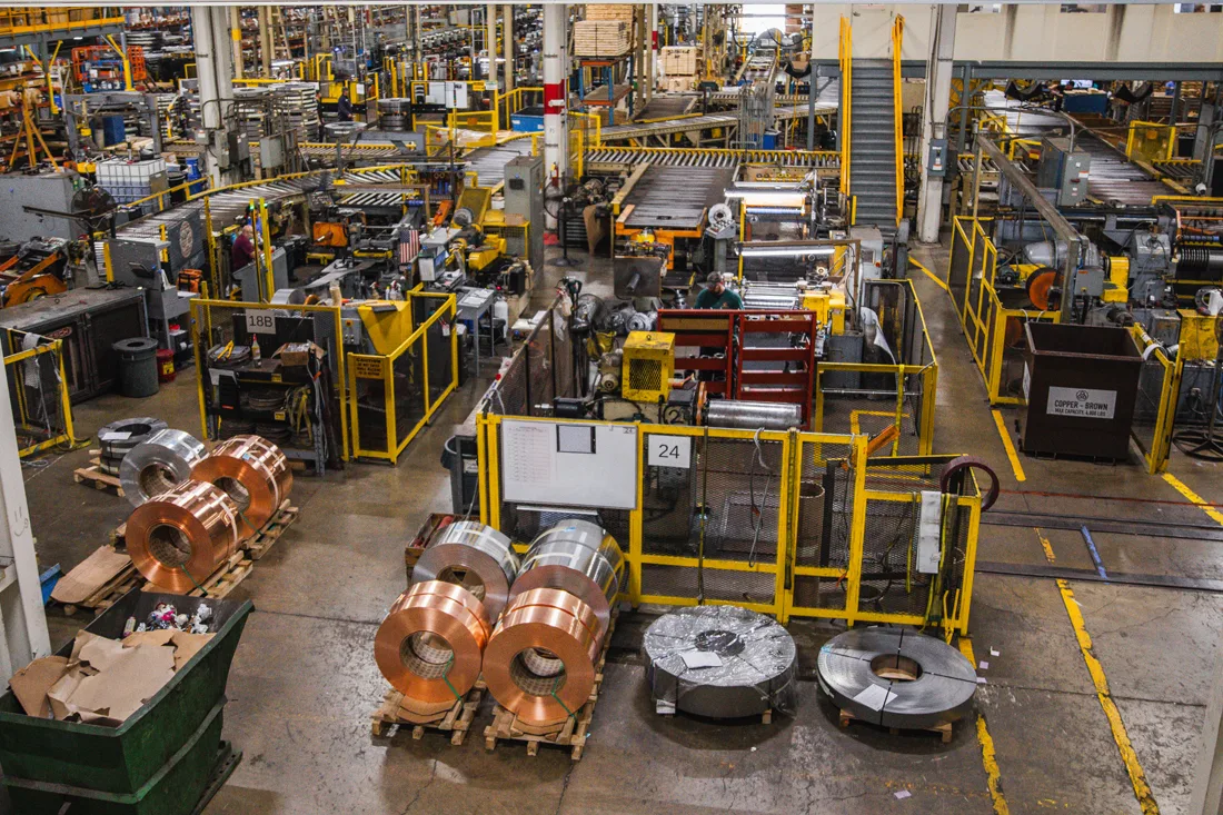 overhead view of the shop floor
